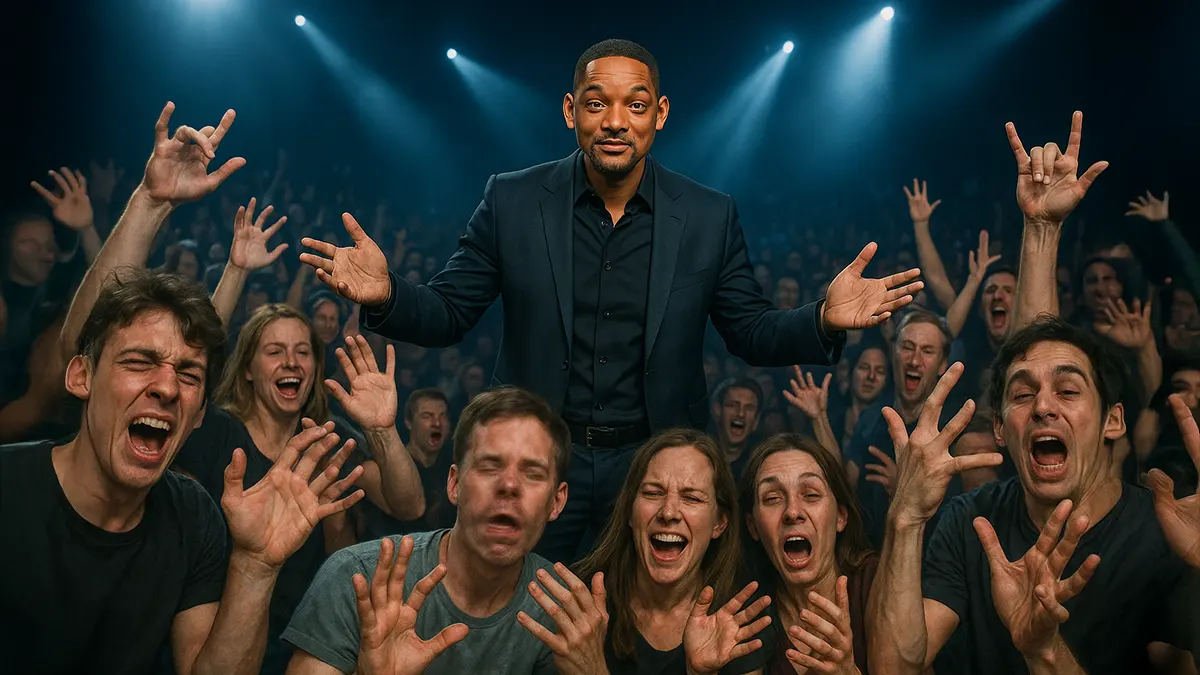 Ein Konzert von WillSmith mit verzerrtem Publikum